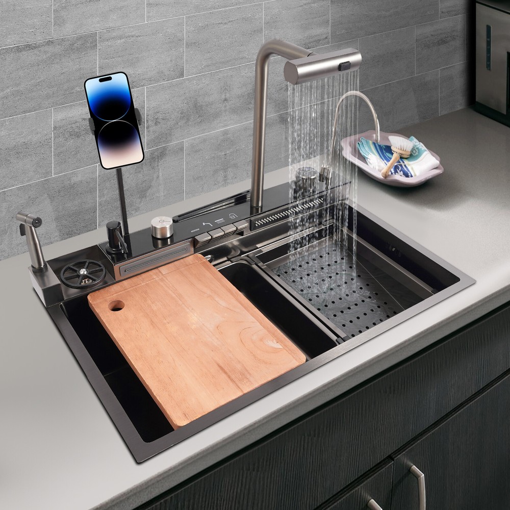 Sink Kitchen Sink Digital Display Stainless Steel Sink Kitchen Sink Rectangular