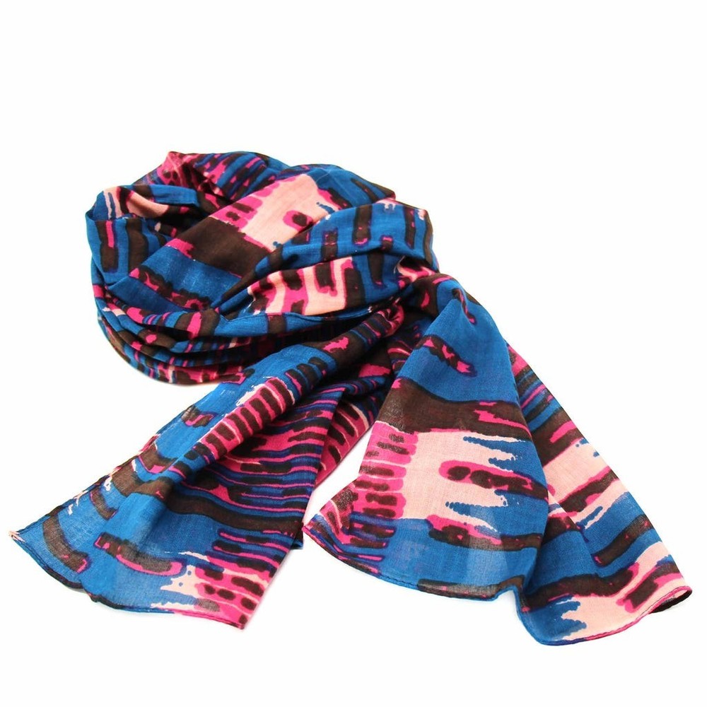 Hand-painted Cotton Scarf, Abstract Design