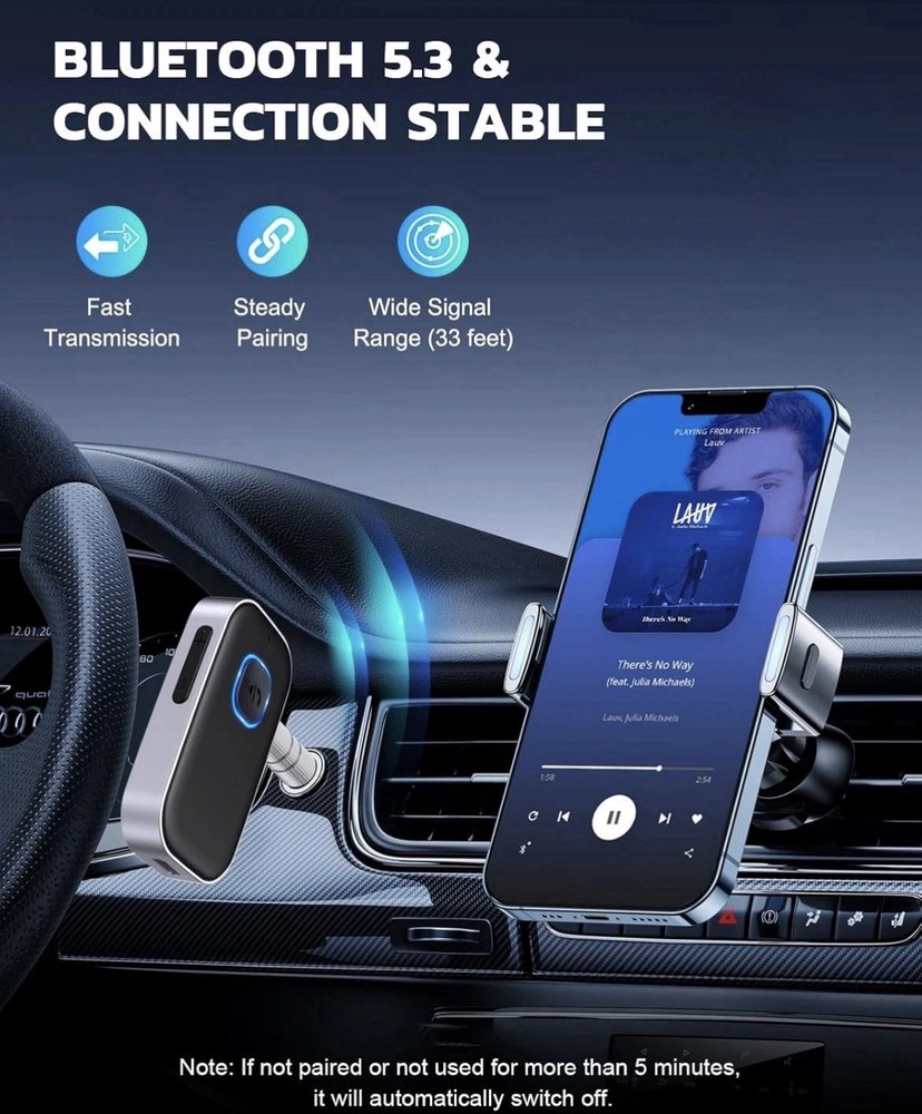 COMSOON Bluetooth Receiver for Car 3.5Mm AUX Bluetooth Car Adapter