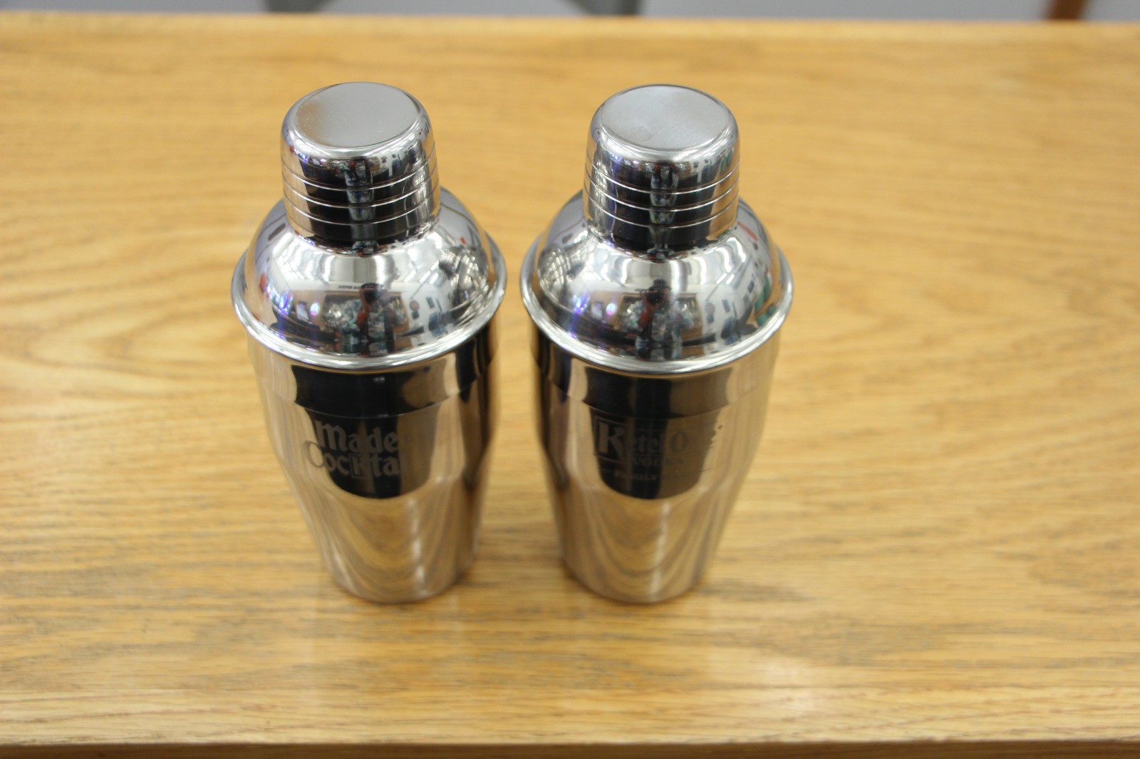 2 - Brand NEW Made to Cocktail Ketel One  7” tall Stainless Steel Drink Shakers