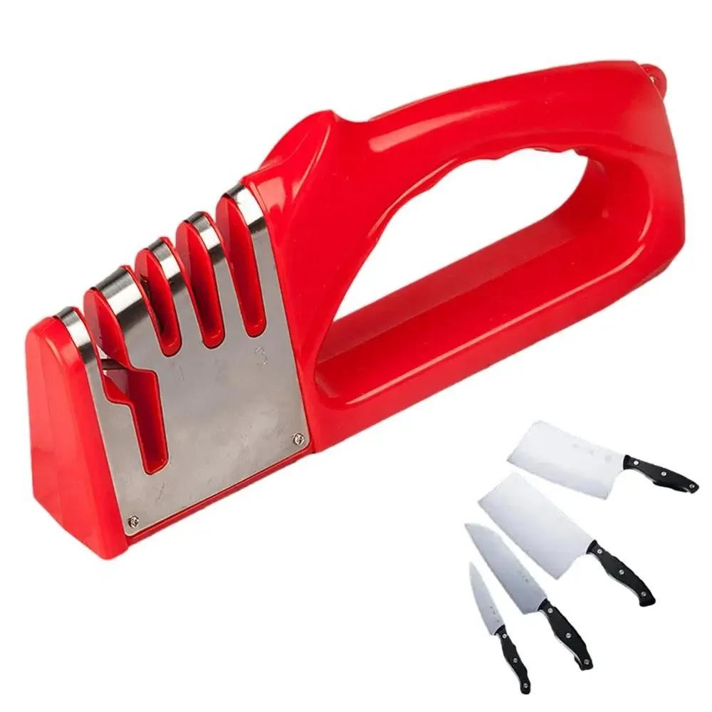Kitchen 4-stage Knife Sharpener Multifunction Portable with Non-slip Base