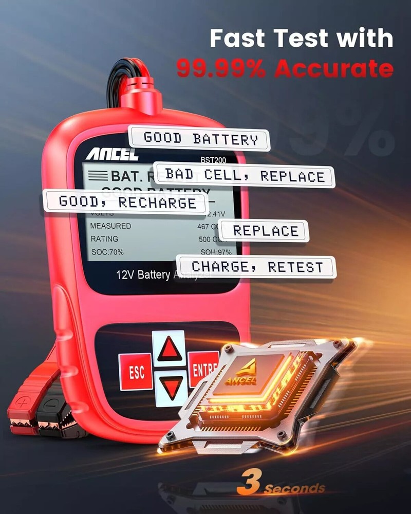 ANCEL BST200 Car Battery Load Tester Digital Charging System Analyzer 1100CCA