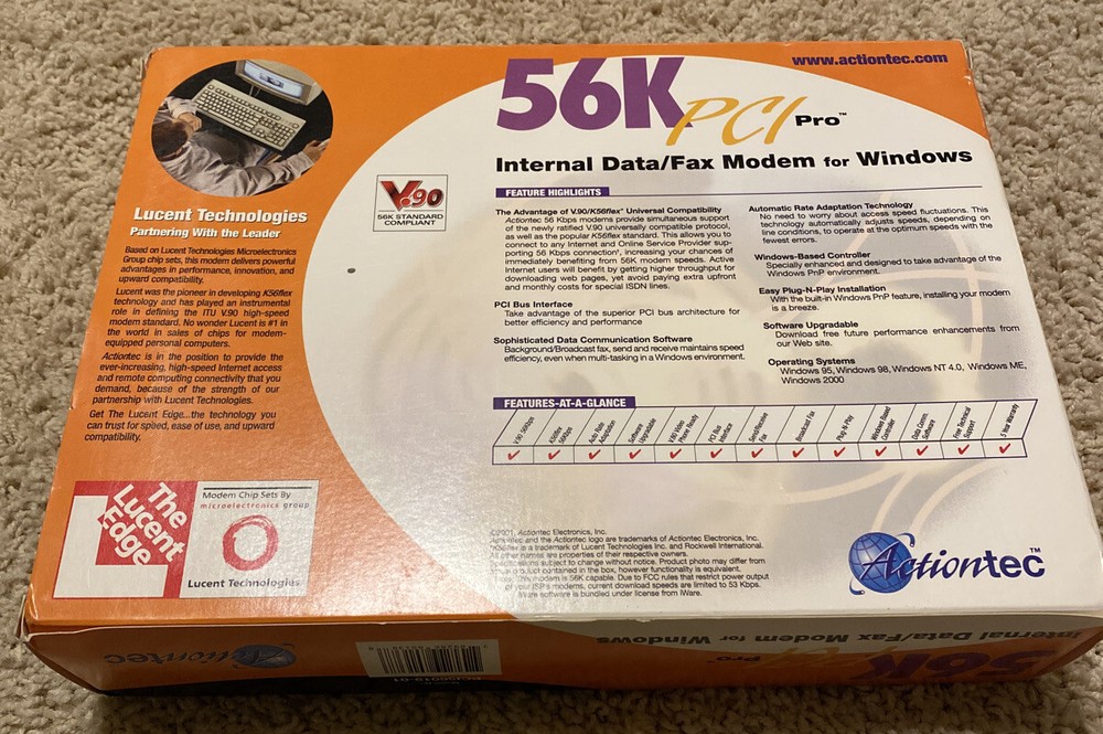 ACTIONTEC 56K PCI PRO INTERNAL MODEM NEW