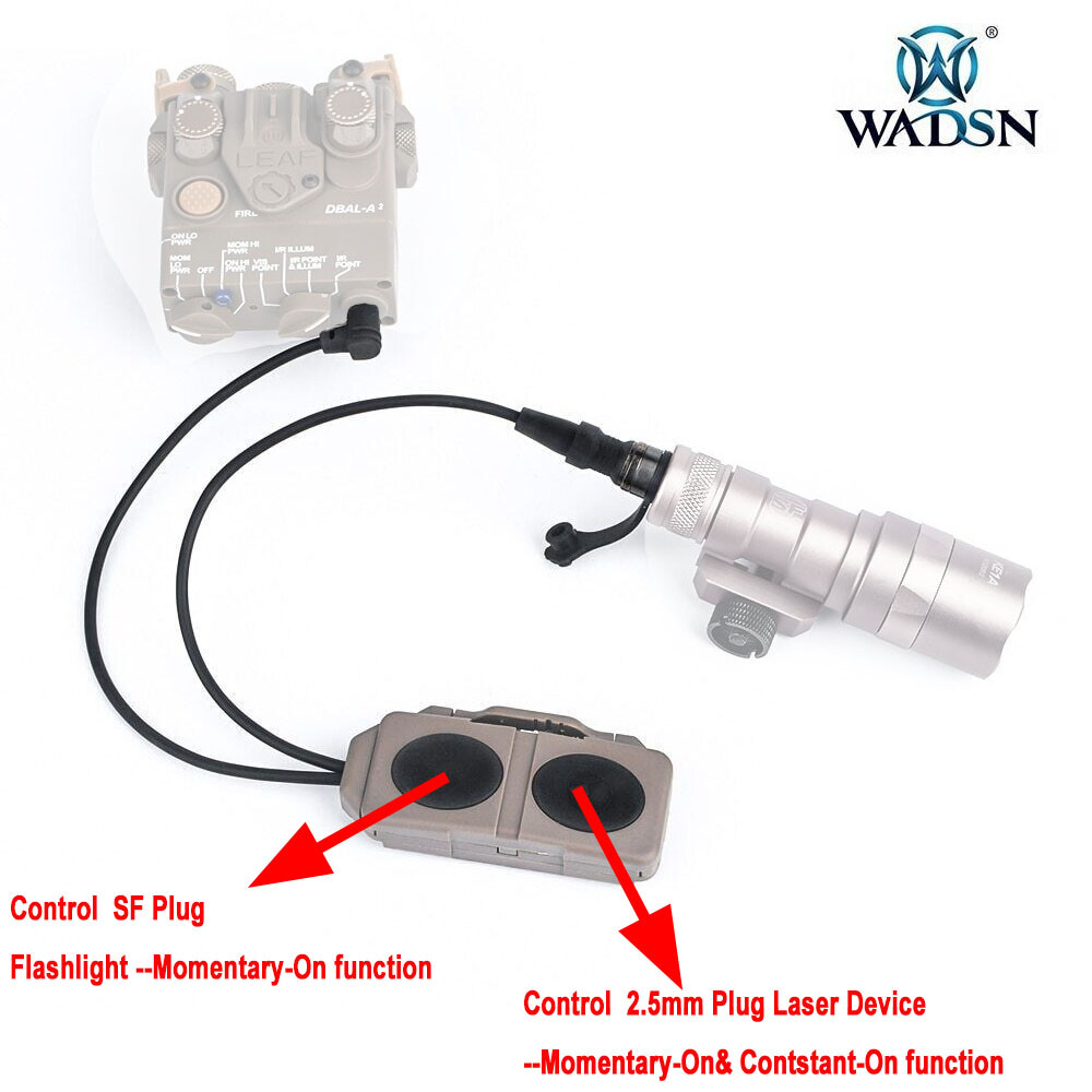 Tactical Picatinny Double Remote Control Switch For flashlight DABL PEQ Laser