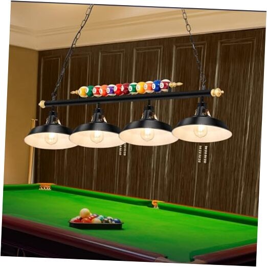 Adjustable Pool Table Lights for 7'-8' Billiard Light Hanging Black 4 Lights