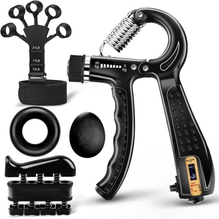 5PCS Grip Strength Trainer Kit Hand Gripper Adjustable Counter Forearm Exerciser
