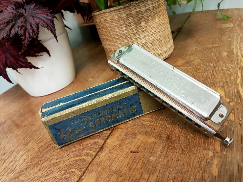 VINTAGE THE BANDMASTER DE LUXE CHROMATIC Harmonica With Box Untested