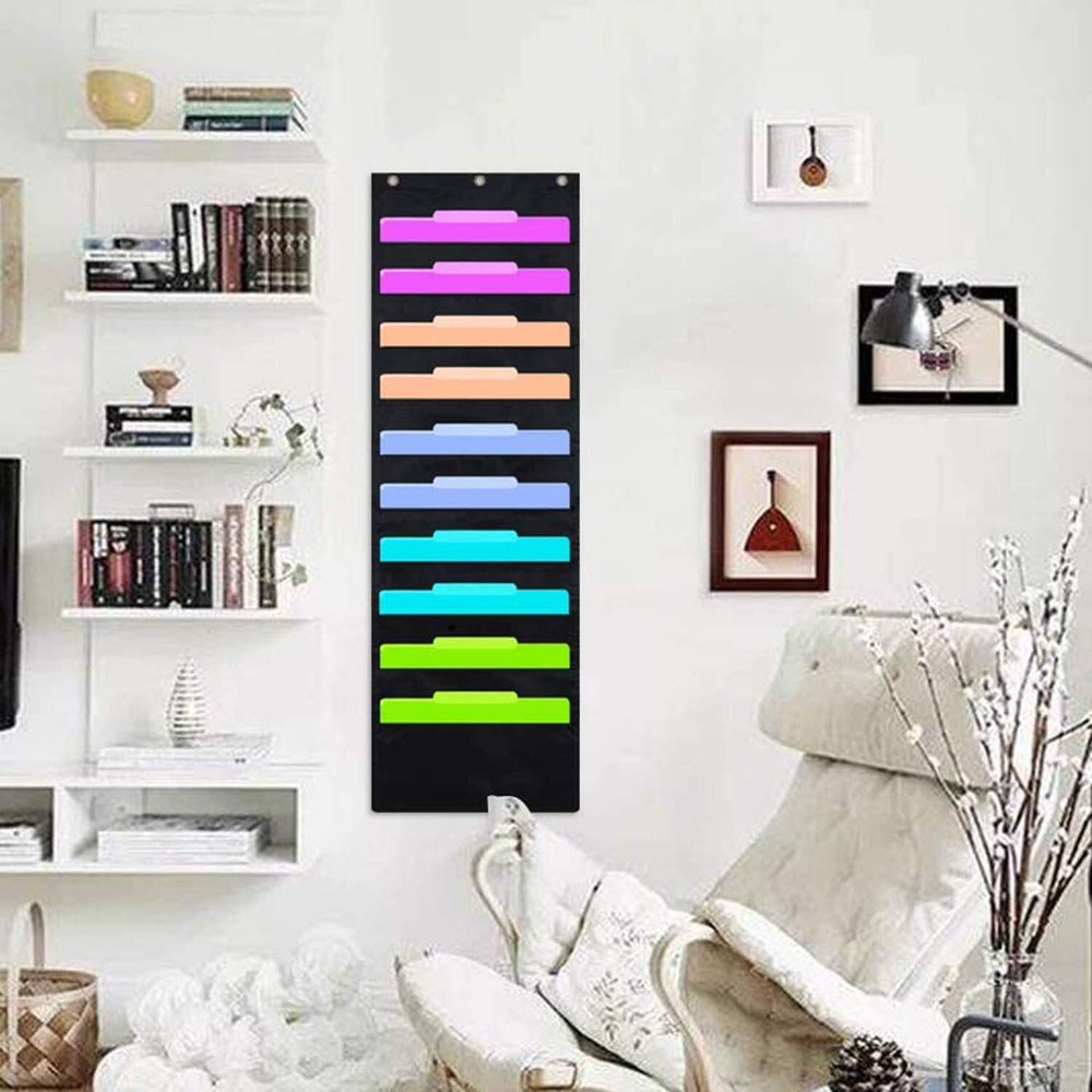 2 Pack Hanging File Holder Organizer Rack 10 Pocket File Folder Wall Mounted ...