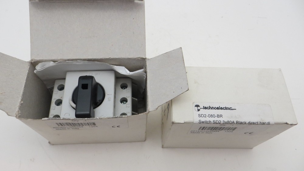 2 UNITS     TECNOELECTRIC SD2-080-BR SWITCH BLACK DIRECT HANDLE