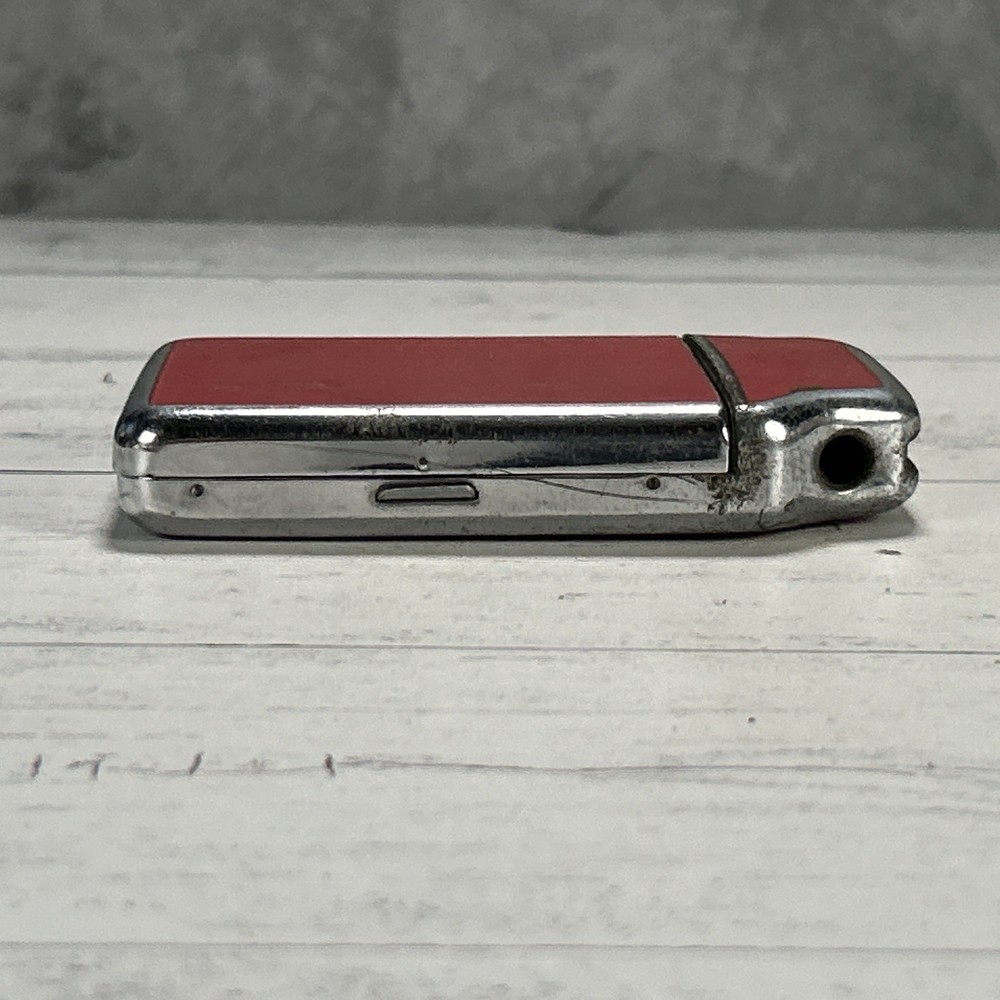 Vtg Art Deco Red Enamel Chrome Cigarette Case 1930s Ejector Lighter Shape