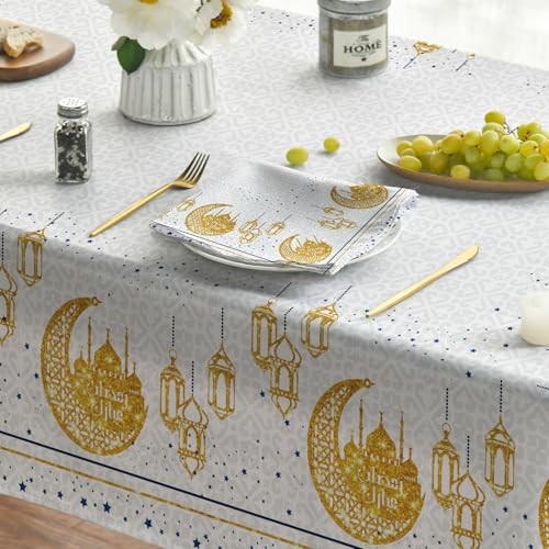 Ramadan Tablecloth 52×70 Inch Rectangular, Eid Al 52" x 70" (Rectangular) Grey