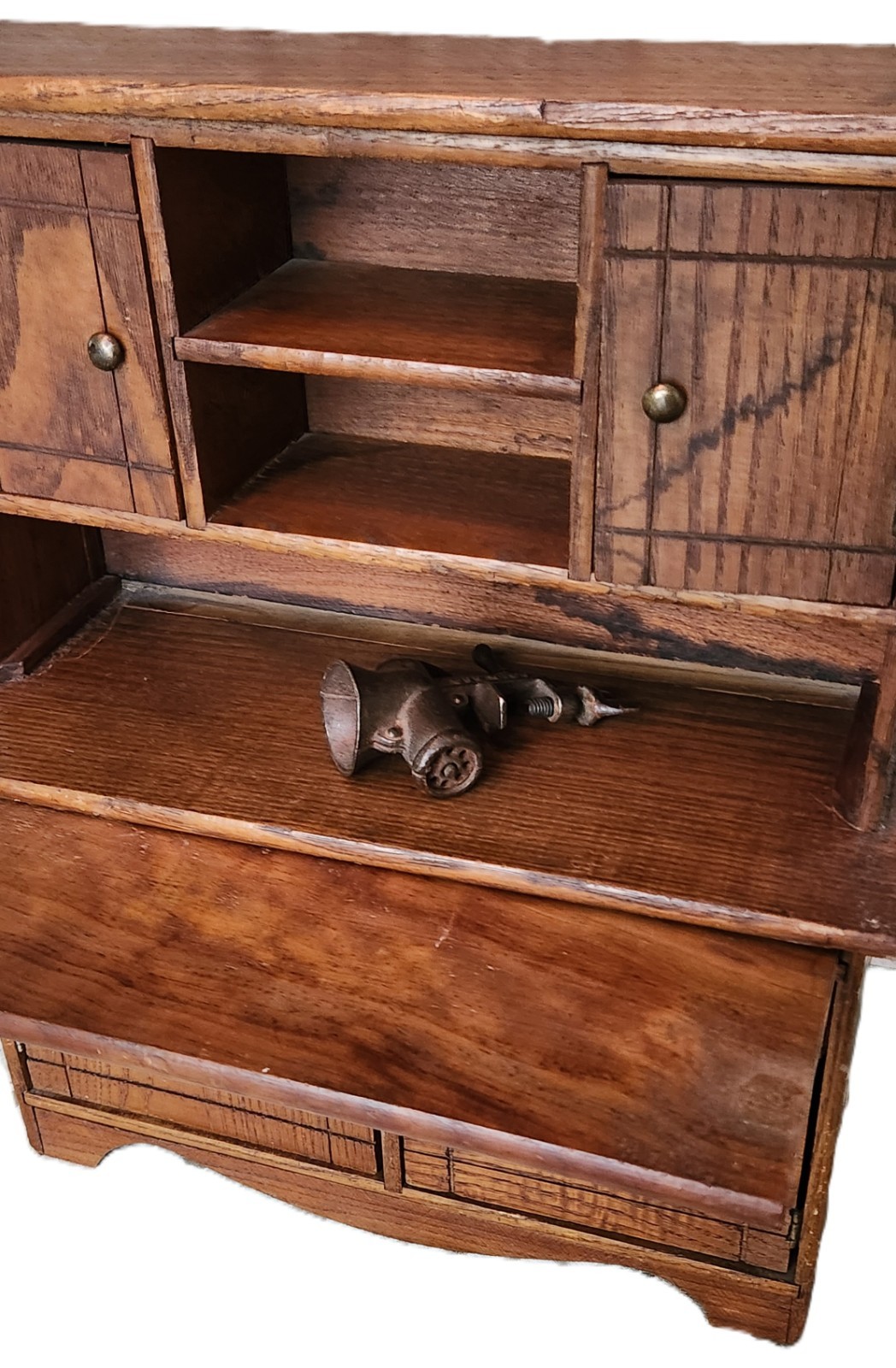 Hoosier Cabinet, Child, Salesman, Bakers Kitchen Work Station, Oak, c1900 18"t