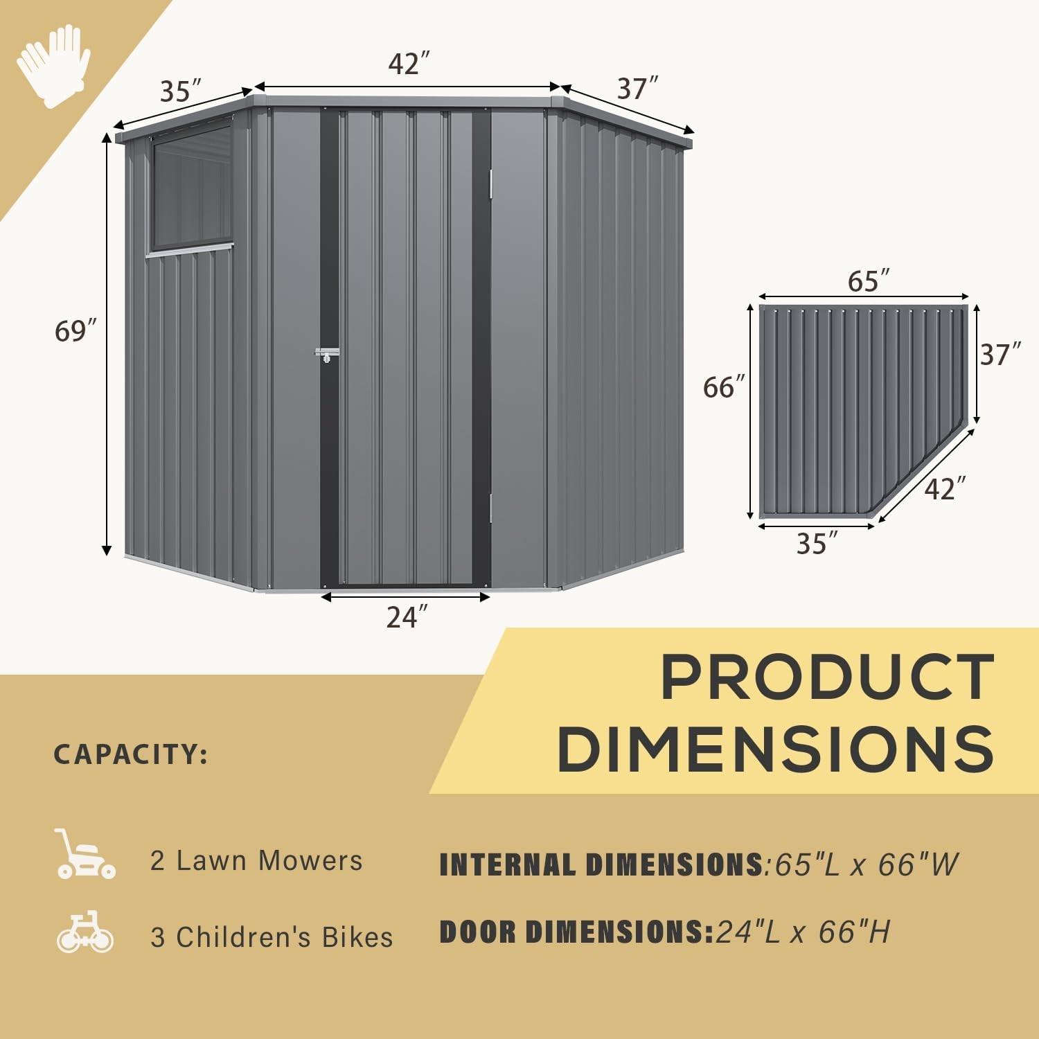 Corner 6x6 Metal Steel Storage Shed with Windows and Doors