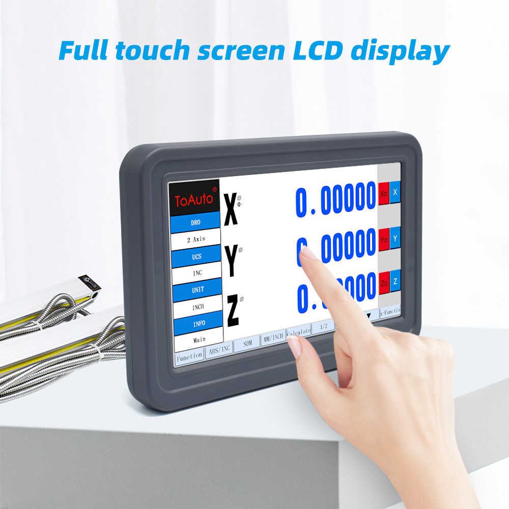 3 Axis Dro Digital Readout LCD Touch Screen Encoder+3PCS Linear Glass Scale Kit