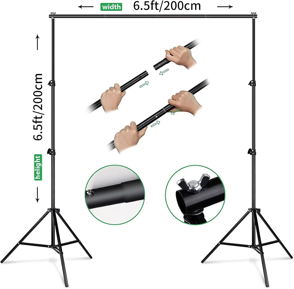 6.5FT Heavy Duty Backdrop Stand KIT Photography Studio Background Support+Case