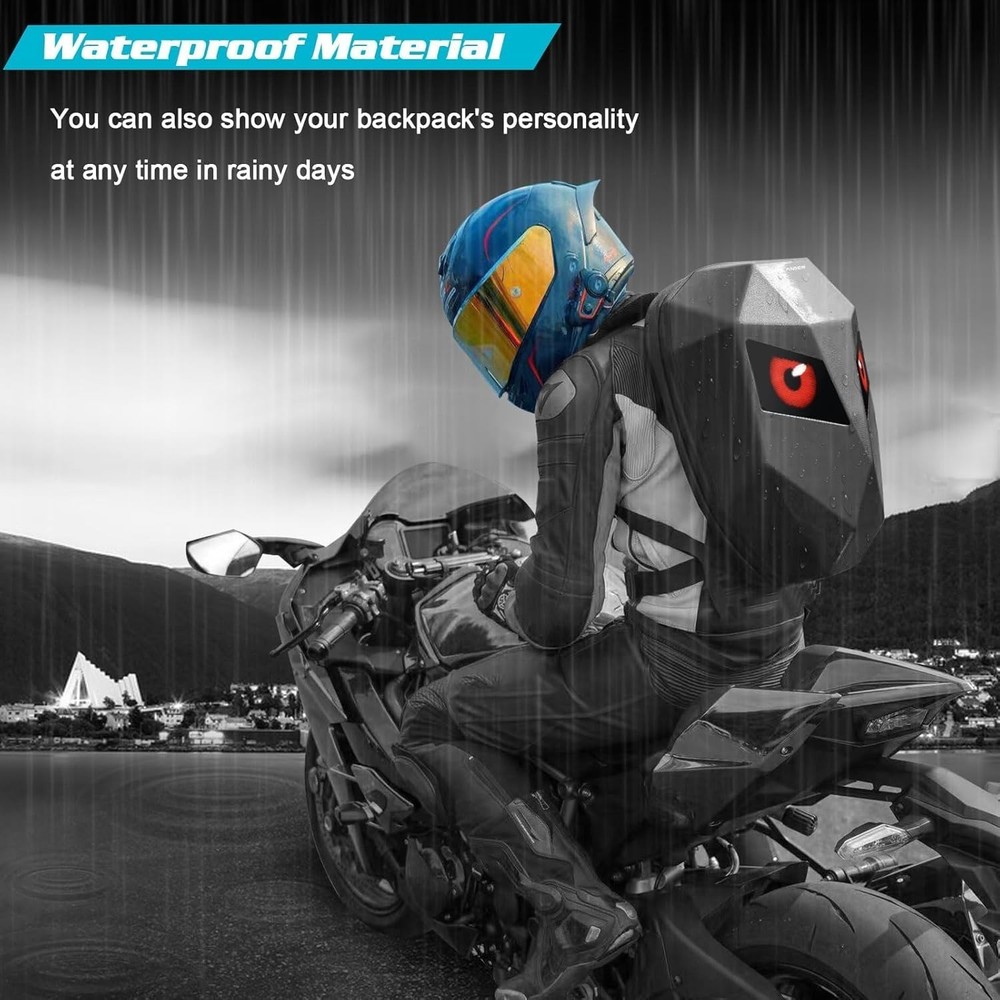 Motorcycle LED Knight Backpack DIY Programmable 3D Hard Shell Waterproof Laptop