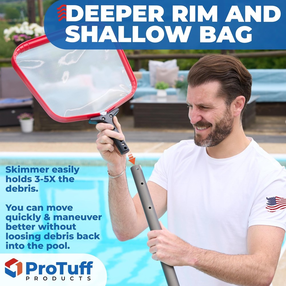 ProTuff Flat Pool Skimmer Net – 2 Year Unconditional Free Replacement R