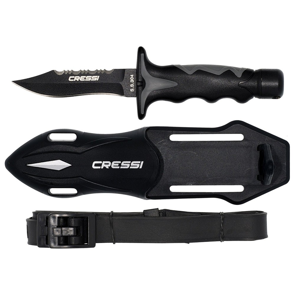 Cressi Predator Scuba Dive Knife - Black/Silver
