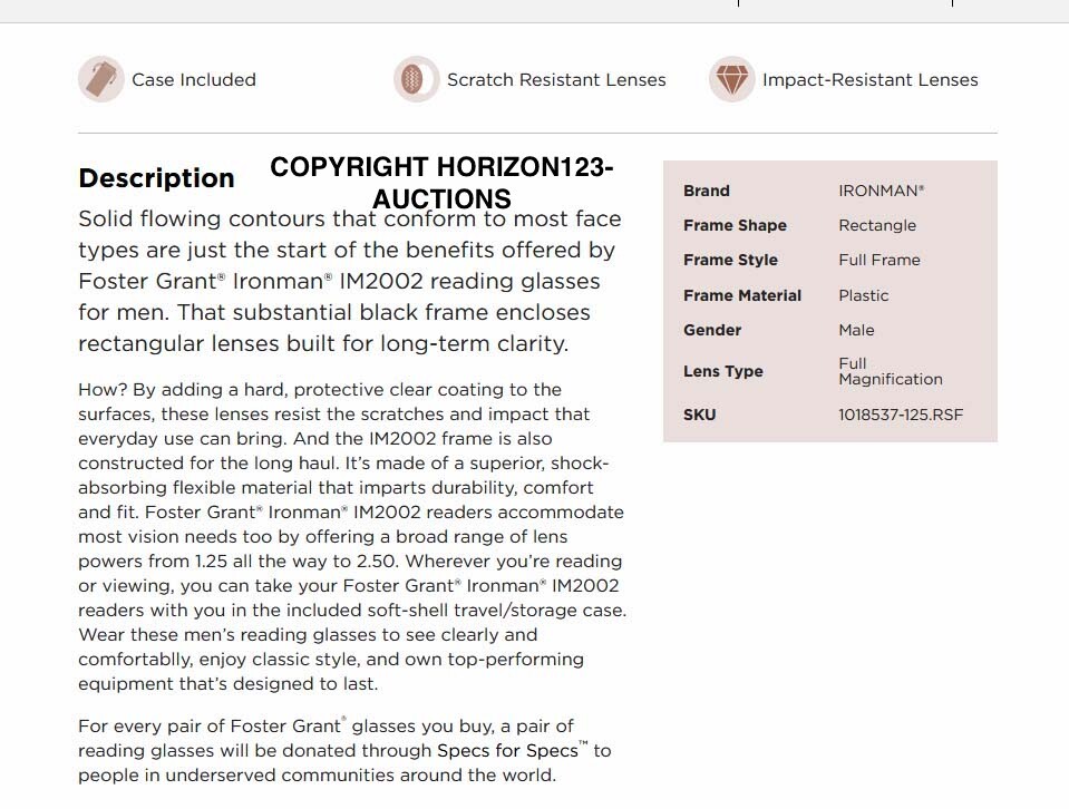 NEW 🔥PICK STRENGTH🔥Foster Grant IRONMAN IM2002 Reading Glasses-Black/BLUE