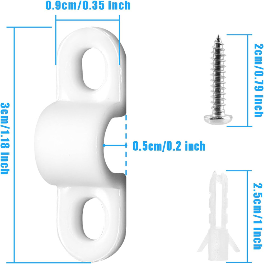 24 Sets Wire Shelf Back Wall Clips White Loop Clips for Concrete Install