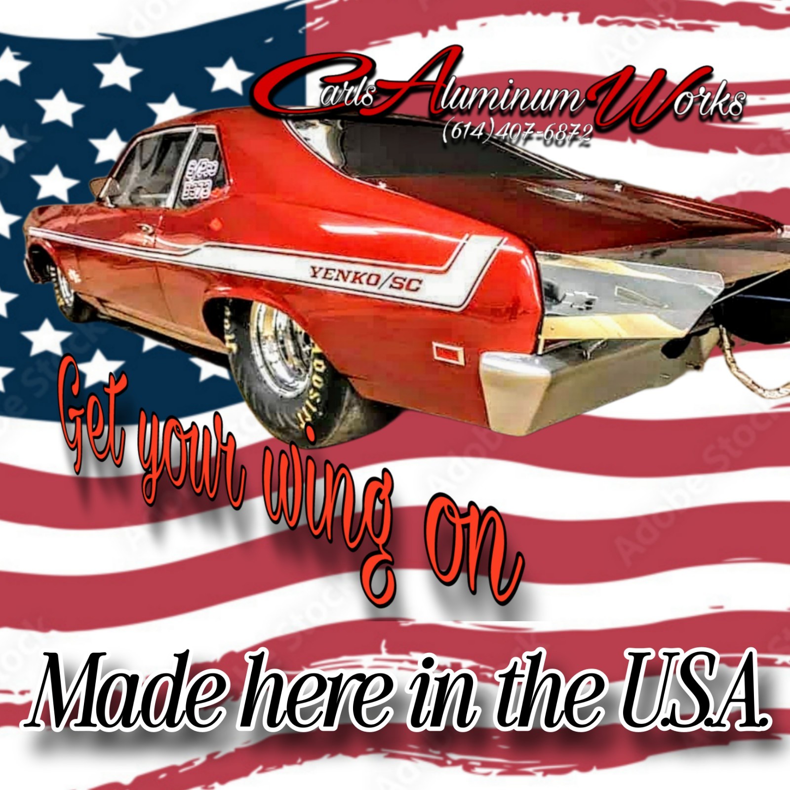 Chevy Nova 68-74 Aluminum Pro Race wing Polished, Black, Brushed Anodized