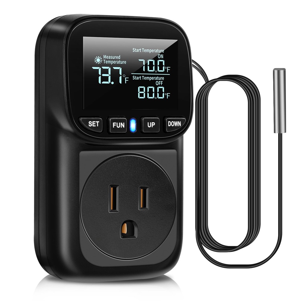 Diymore Digital Temperature Controller Outlet - 1800W Plug-in White