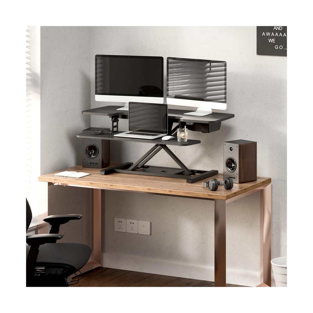 FLEXISPOT 40" Electric Standing Desk Converter, Height Adjustable Riser, Sit ...