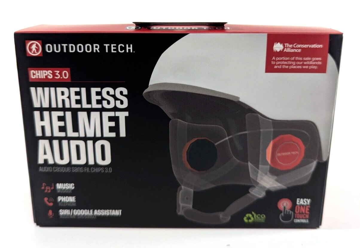 Outdoor Tech Chips 3.0 Wireless  Helmet  Audio Headset Easy One Touch Red OT0054