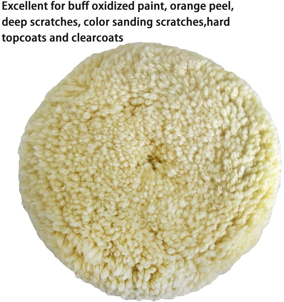 100% Wool Hook & Loop Grip Buffing Pad for Compound Cutting & Polishing for Car