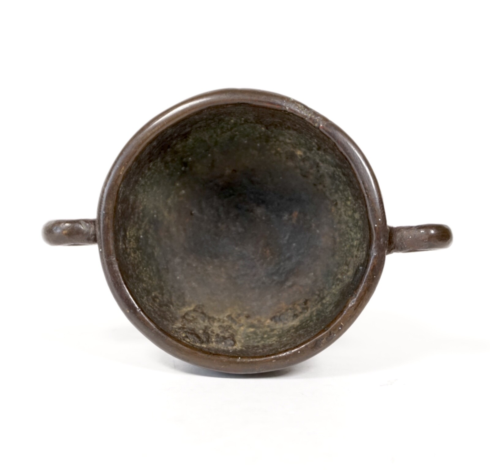 Antique Ming Dinasty DING Bronze Censer - tripod incense burner with loop handle