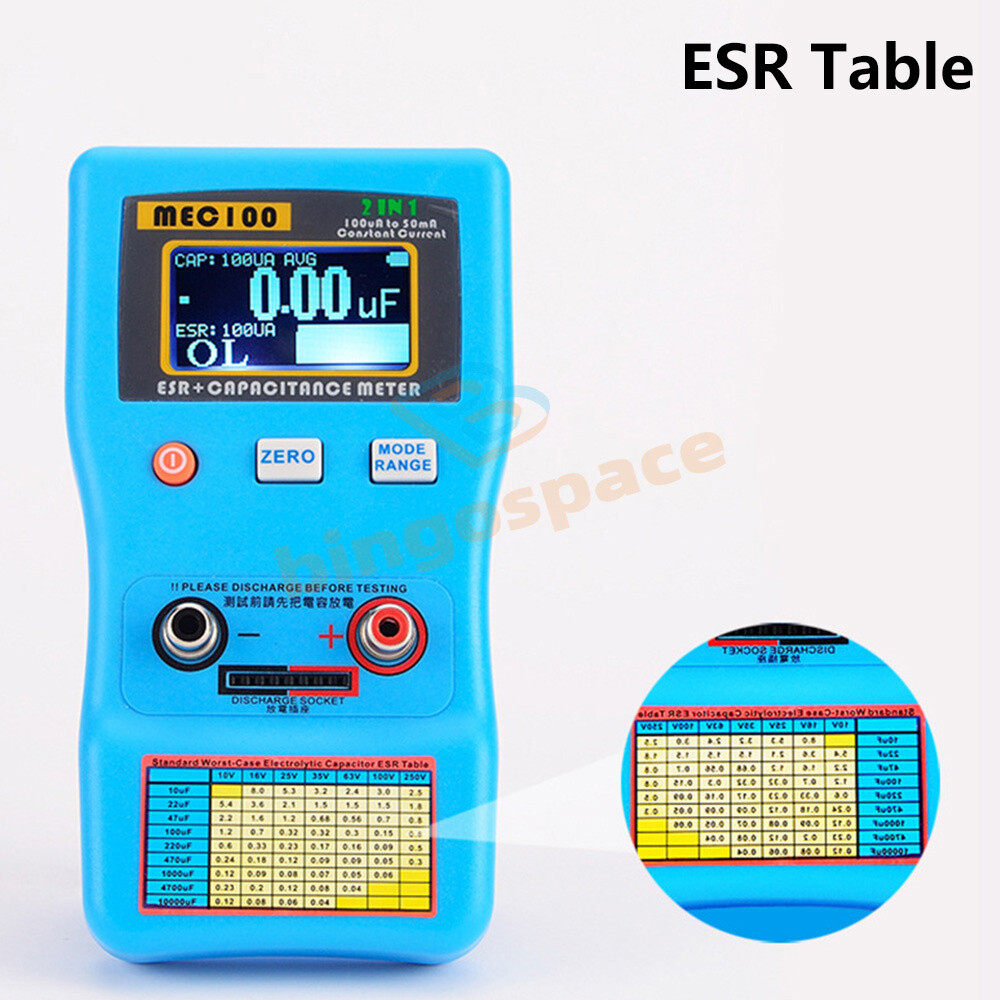 MEC-100 ESR Capacitance Ohm Meter Measuring Capacitance Resistance Tester