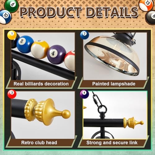 Adjustable Pool Table Lights for 7'-8' Billiard Light Hanging Pool Table Light