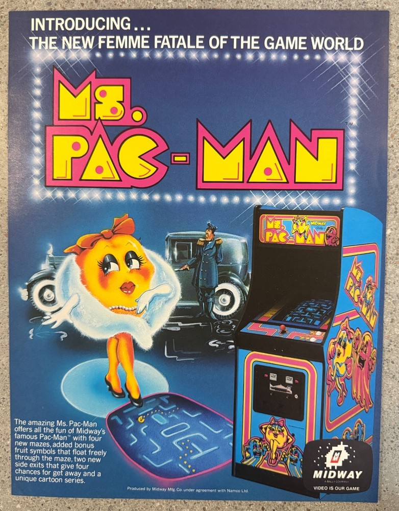 Ms. Pac-Man Original Arcade Flyer | 1981 Midway | Excellent Condition