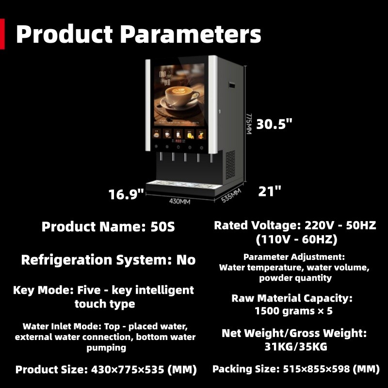 4 Flavors Office Coffee Machine Commercial Coffee Machine Instant Coffee Maker