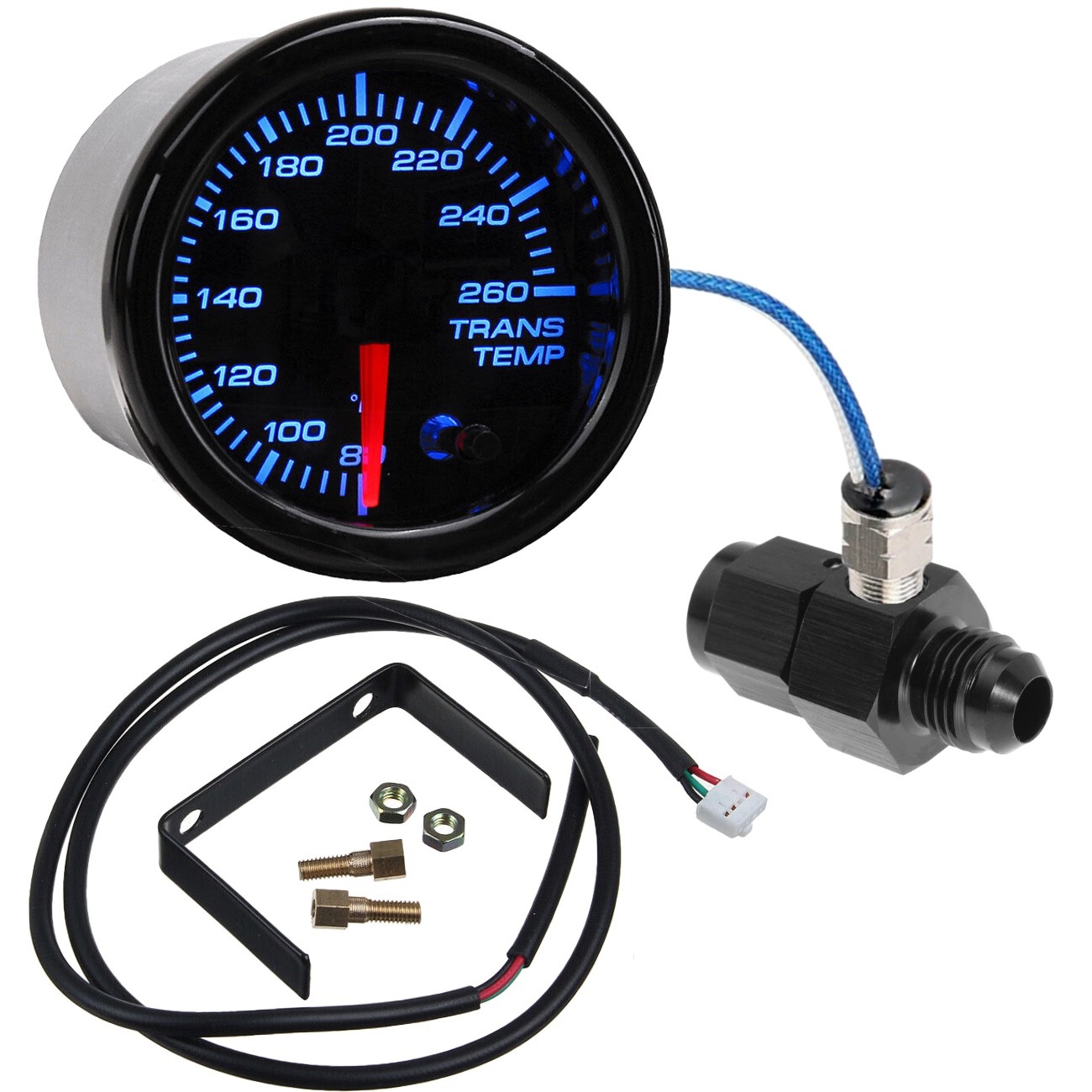 2 INCH TRANSMISSION OIL COOLER TEMPERATURE GAUGE SENDER 6AN HOSE END FITTING KIT