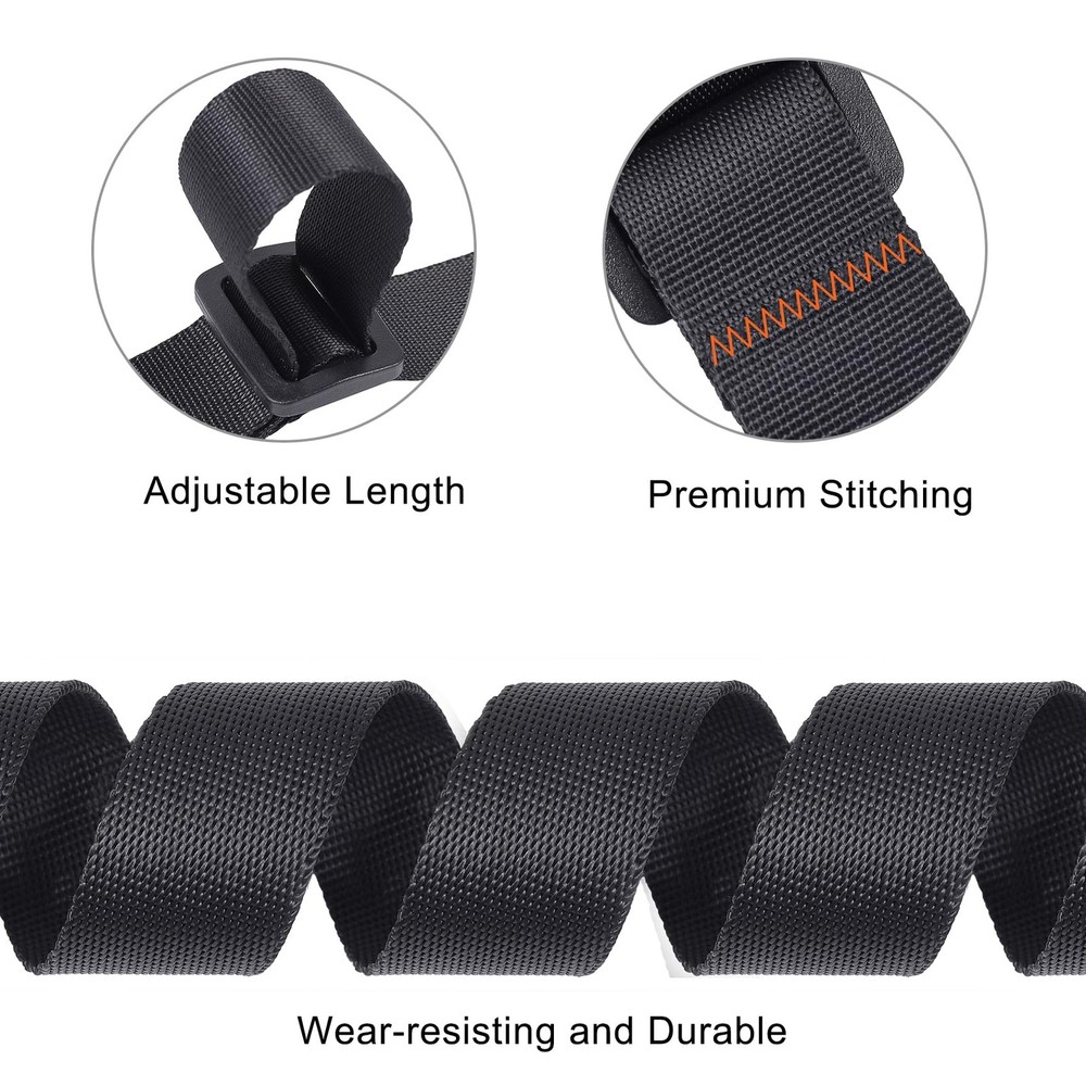 Masterwise Buckle Straps with Clips, Adjustable Nylon 7’x1", Black