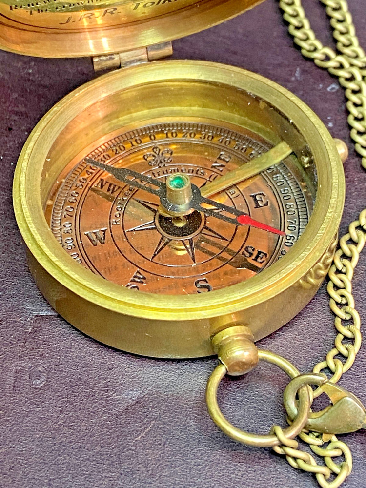 Vintage Brass Compass With Leather Case