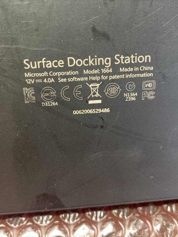 Used MICROSOFT 1664 Docking Station No power cord