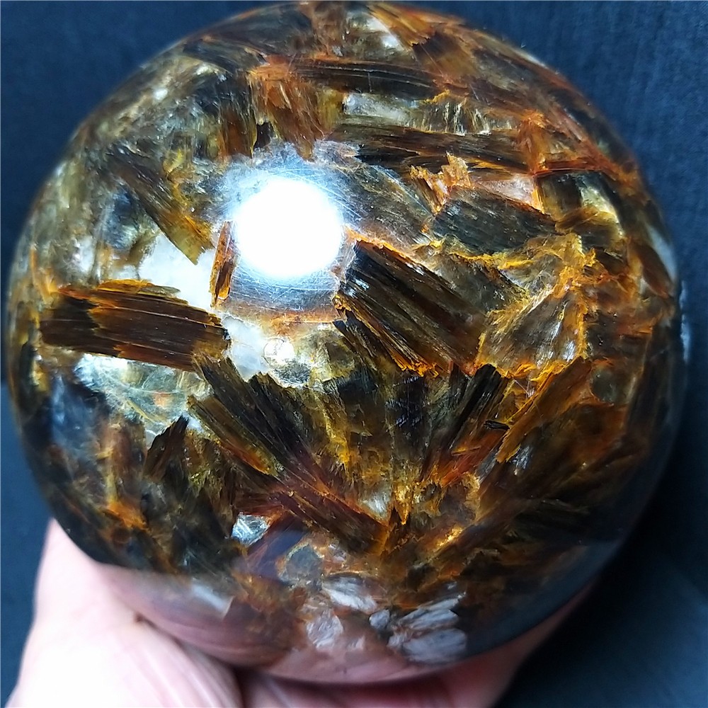 RARE 3200G Natural Brown Tourmaline Unicorn Gem Mica Symbiotic Stone Ball AC1013
