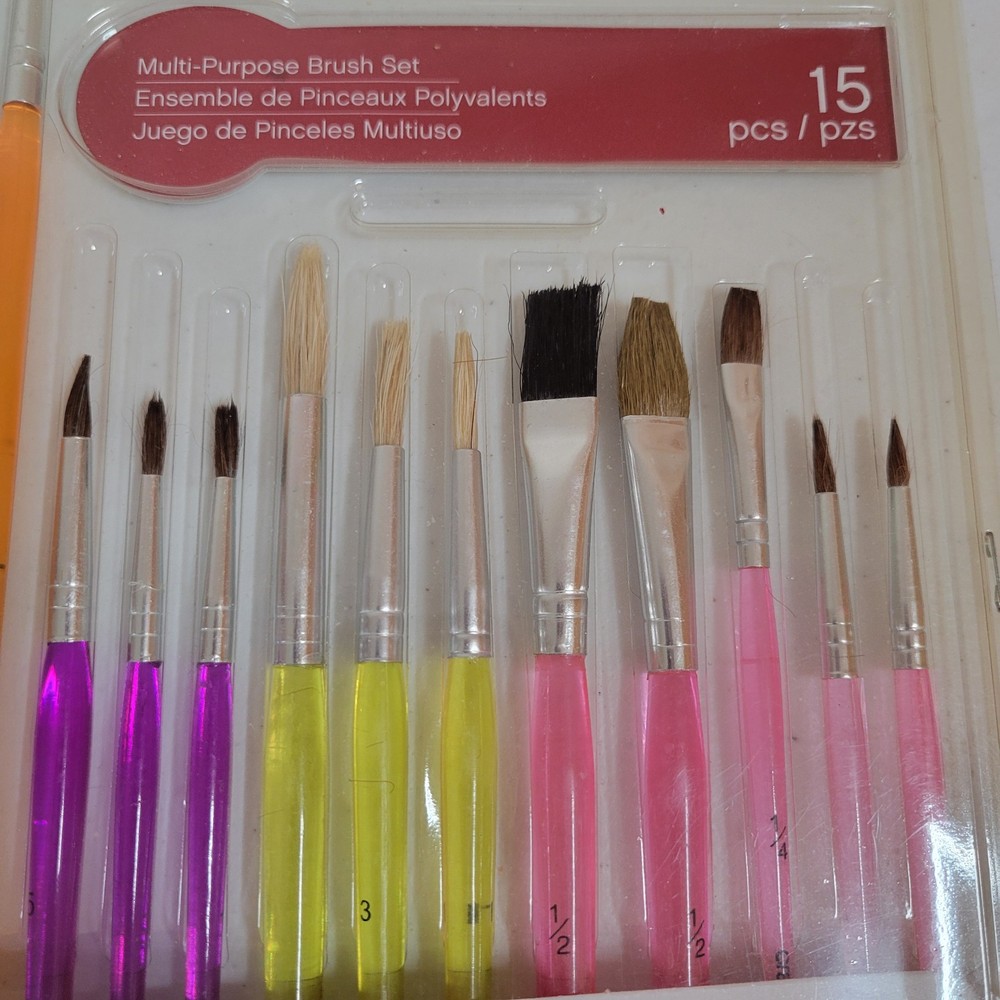 Craftsmart Multi Purpose 15 Pc. Paint Brush Set Assorted Shapes & Sizes 0264