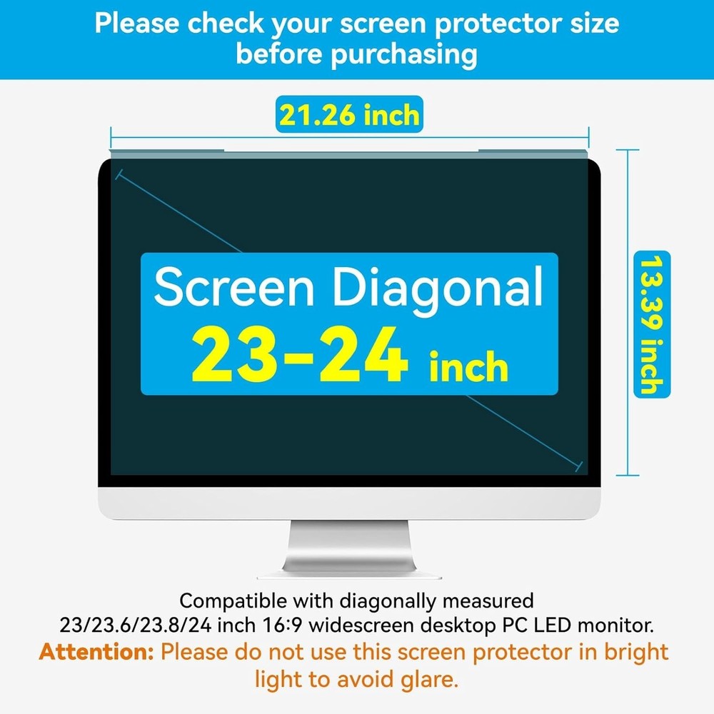 23-24 inch Computer Blue Light Blocking Screen Protector Anti-UV Eye Protecti...