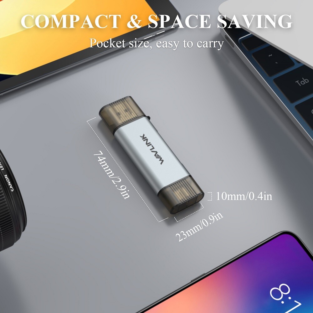 USB C/USB to SD Micro SD Memory Card Reader for MacBook/iPad Pro/Android Phone