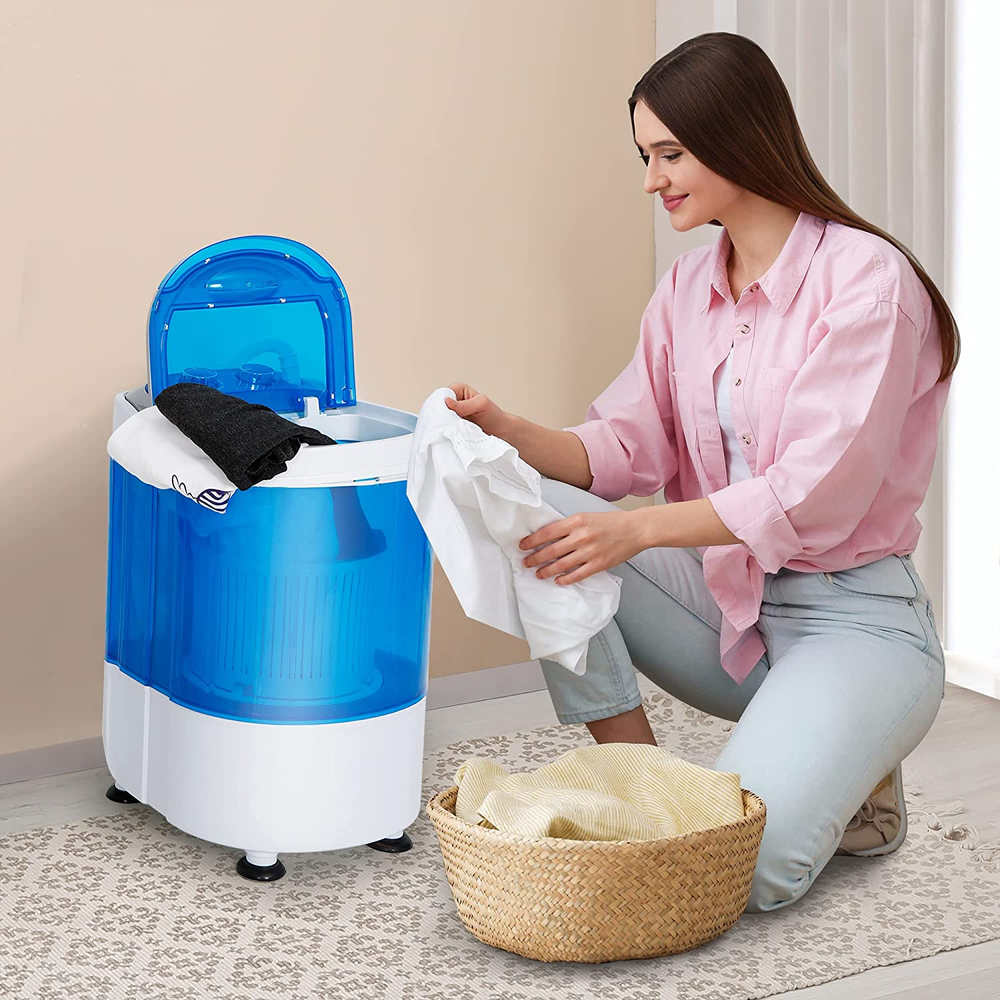 Portable Single Tub Washing Machine Compact 2-IN-1 Design Semi-Automatic Washer