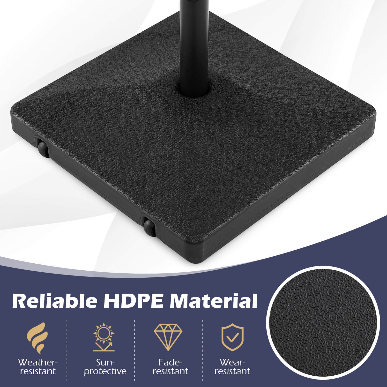 Fillable Umbrella Base 90 LBS Heavy Duty with 2 Wheels, Water/Sand Filled