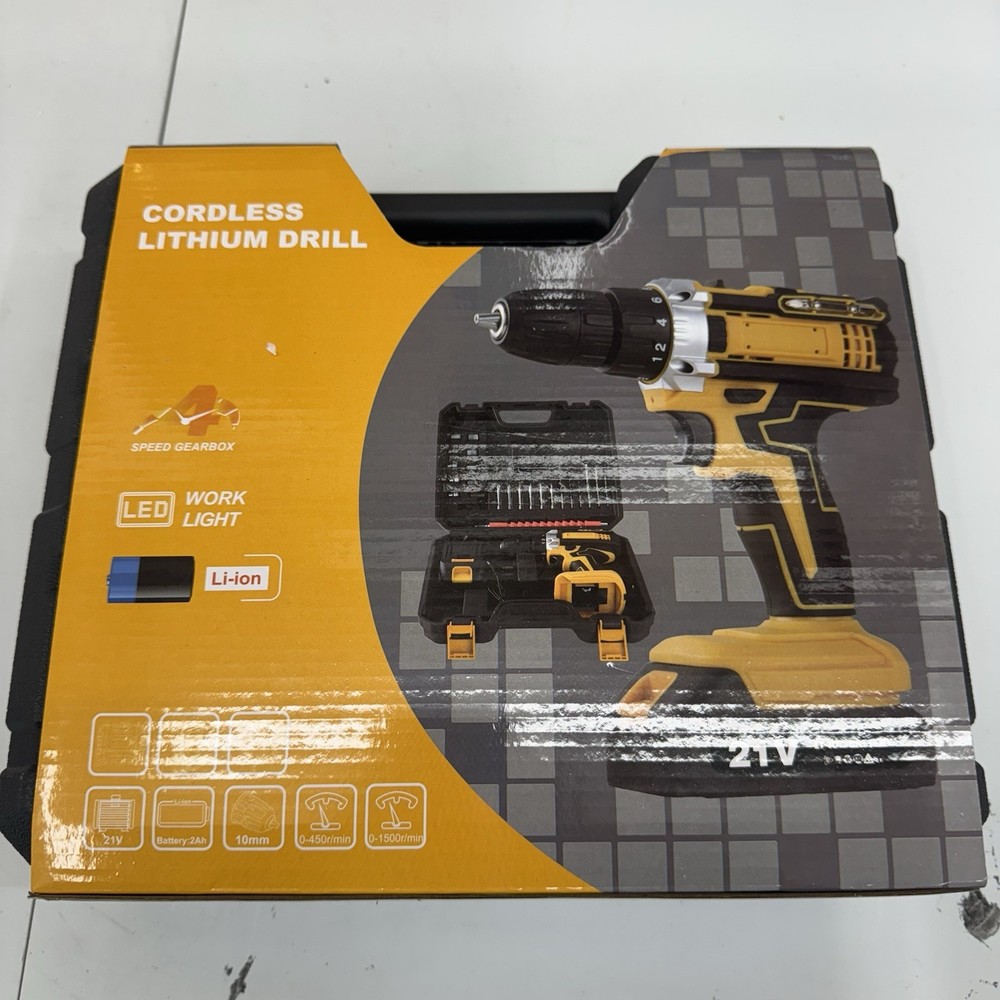 ⚡️Cordless Lithium-Ion Drill/Driver 21V LED Work Light, Carry Case, Bits⚡️