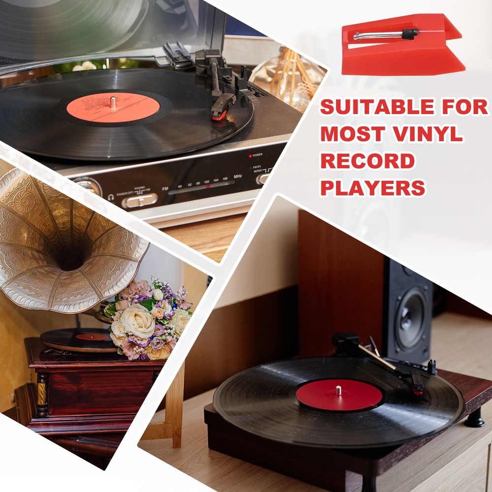 4 Pack Record Player Needle, Turntable Replacement Diamond Record Needle, Red