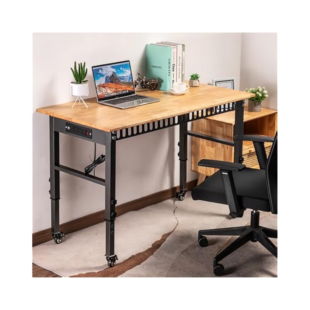 Heavy Duty Workbench, 6,Level Height Adjustment, Lockable Casters Included