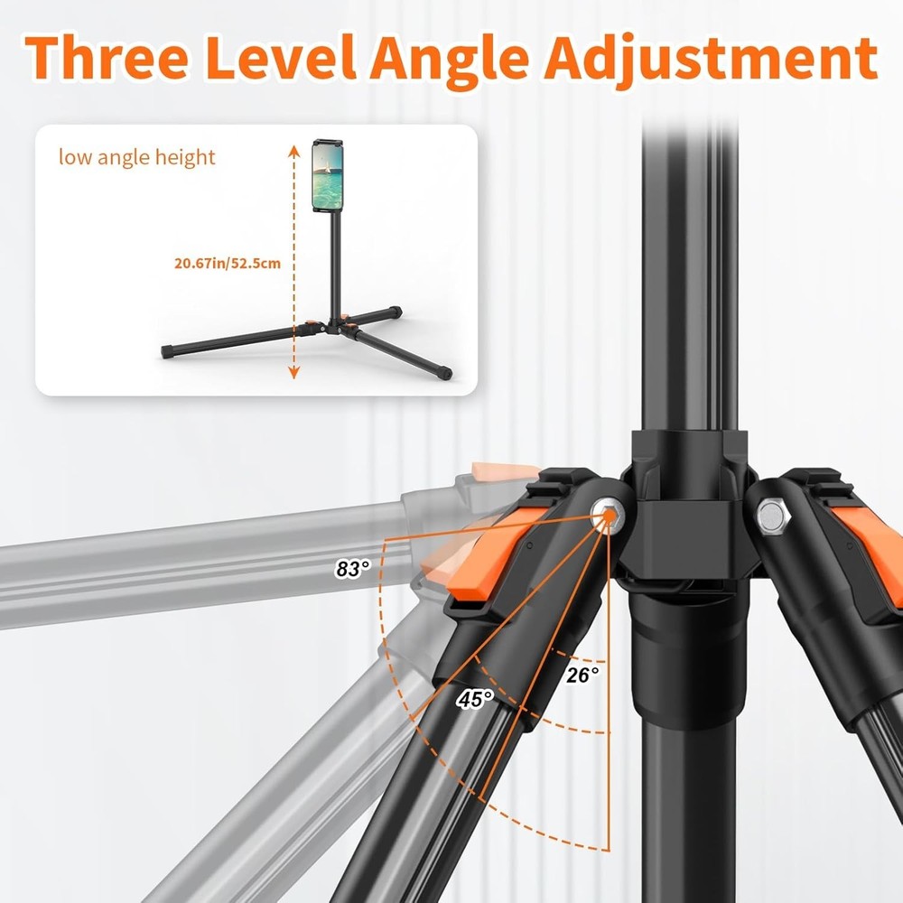 Stable 72" Height Adjustable Tablet Tripod for Streaming and Recording