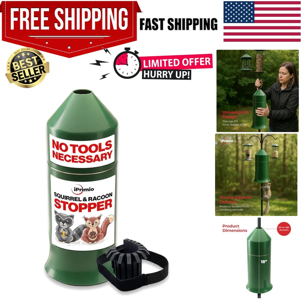 18" Squirrel Baffle - Easy Install Pole Wrap Around Baffle: Protect Hanging B...