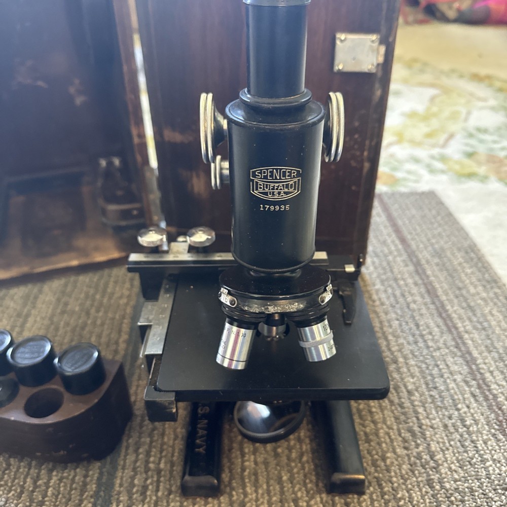 Spencer Buffalo Microscope U.S. NAVY WWII & Storage Box